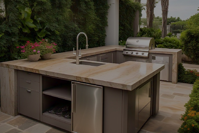 Traditional Luxury Outdoor Kitchen Outdoor Kitchen Remodel by Exotic Era Stone LLC project photo